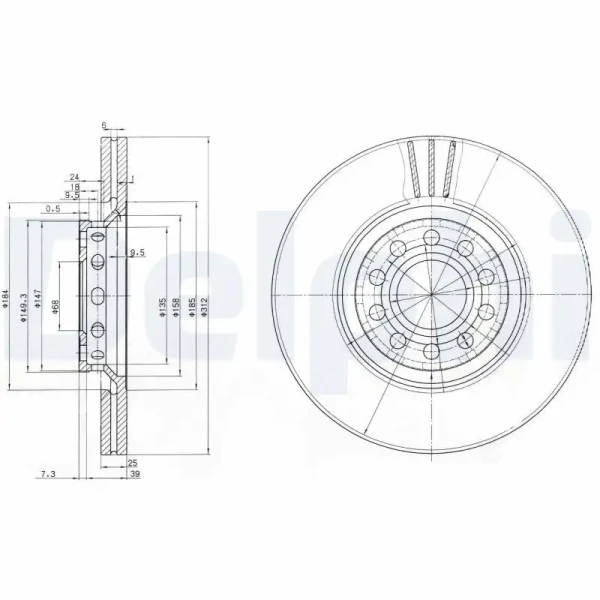 Delphi Ön Fren Diski – BG3657 / OEM 3B0615301B