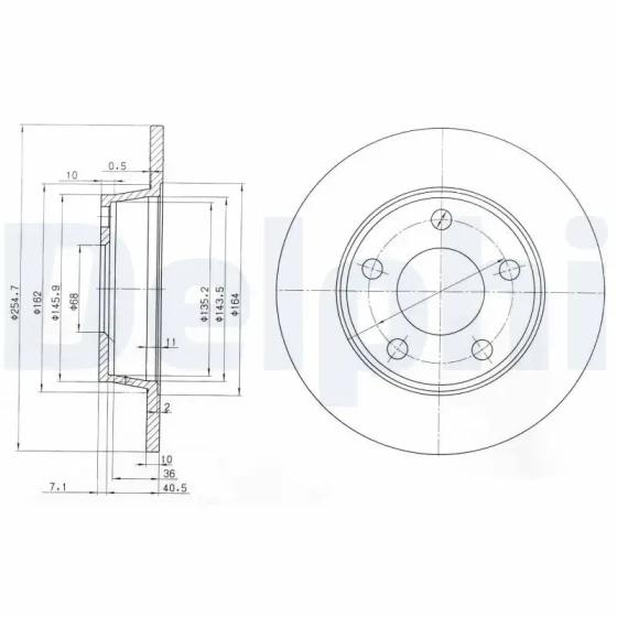 Delphi Arka Fren Diski – BG3671 / OEM 4B0615601B ürün görseli