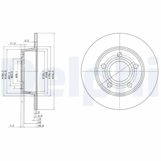 Delphi Arka Fren Diski – BG3672 / OEM 4B0615601A ürün görseli