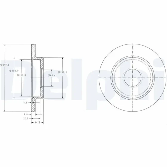 Delphi Arka Fren Diski – BG3673 / OEM 8E0615601B ürün görseli