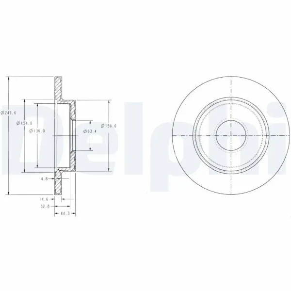 Delphi Arka Fren Diski – BG3673 / OEM 8E0615601B