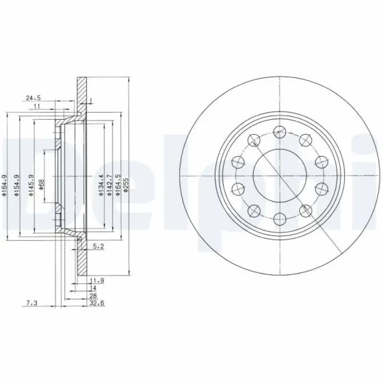 Delphi Arka Fren Diski – BG3674C / OEM 8E0615601D ürün görseli