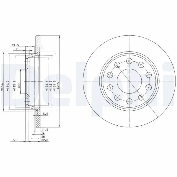 Delphi Arka Fren Diski – BG3674C / OEM 8E0615601D