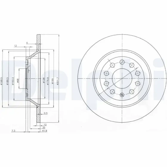 Delphi Arka Fren Diski – BG3956C / OEM 4F0615601E ürün görseli