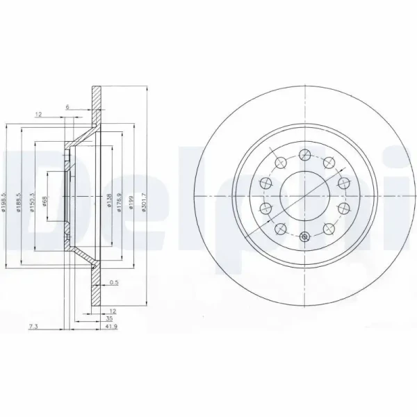 Delphi Arka Fren Diski – BG3956C / OEM 4F0615601E