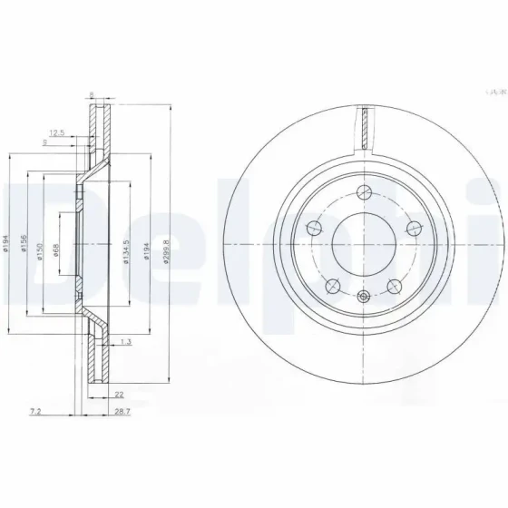 Delphi Arka Fren Diski – BG3997 / OEM 8E0615601R ürün görseli