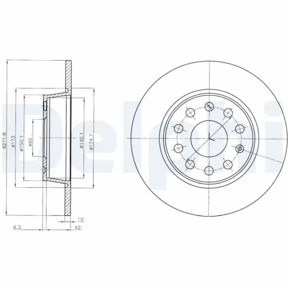 Delphi Arka Fren Diski – BG4324C / OEM 1K0615601AA ürün görseli