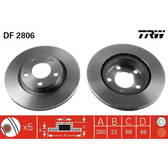 TRW Ön Fren Diski – DF2806 / OEM 8E0615301D ürün görseli