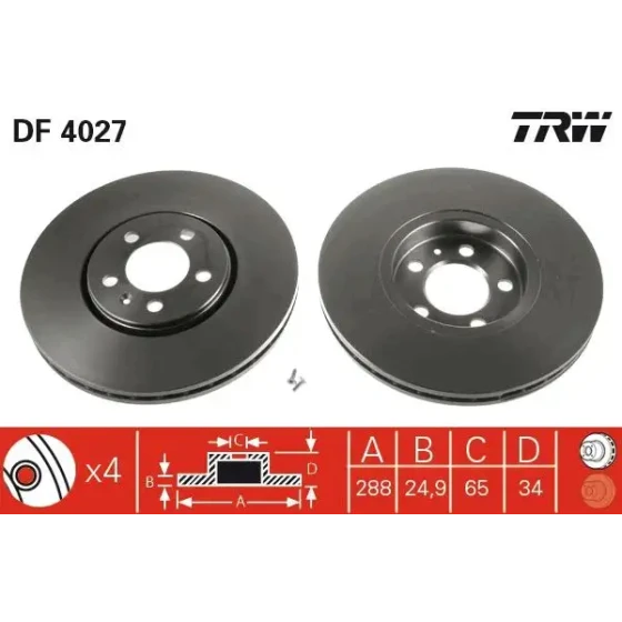 TRW Ön Fren Diski – DF4027 / OEM 6R0615301A ürün görseli