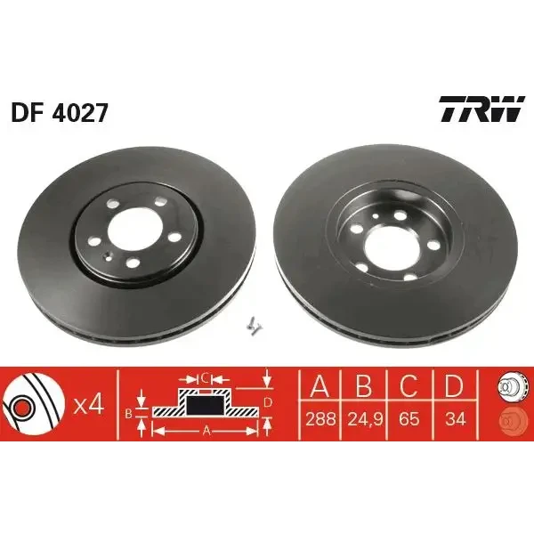 TRW Ön Fren Diski – DF4027 / OEM 6R0615301A