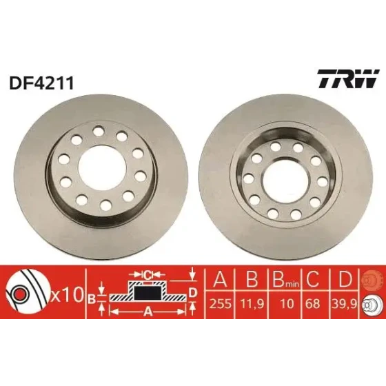 TRW Arka Fren Diski – DF4211 / OEM 8E0615601Q ürün görseli