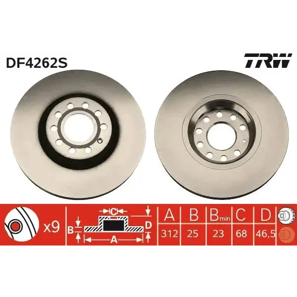 TRW Ön Fren Diski – DF4262S / OEM 4B0615301A