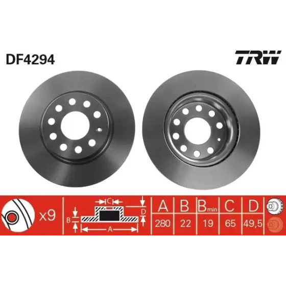 TRW Ön Fren Diski – DF4294 / OEM 1K0615301S ürün görseli