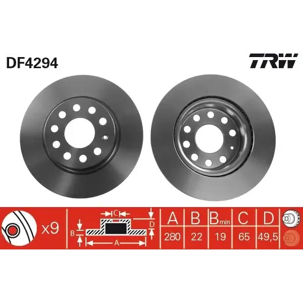 TRW Ön Fren Diski – DF4294 / OEM 1K0615301S