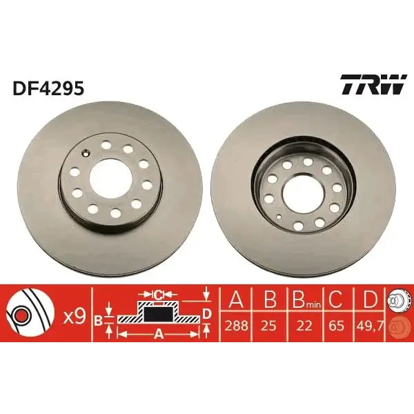 TRW Ön Fren Diski – DF4295 / OEM 8E0098301C
