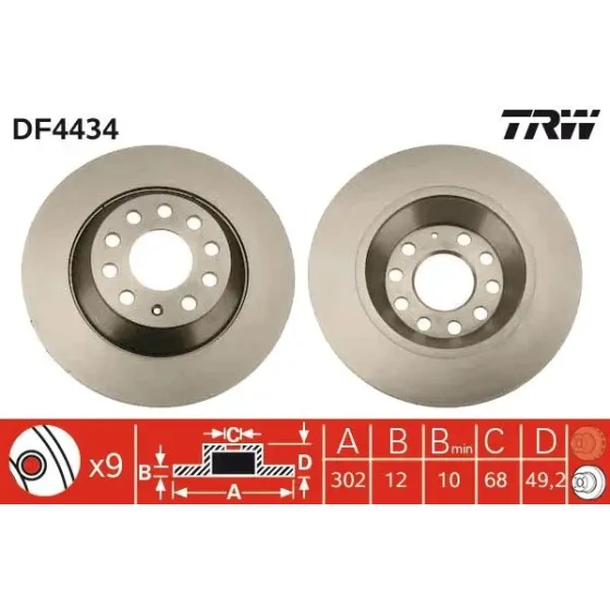 TRW Arka Fren Diski – DF4434 / OEM 4F0615601E ürün görseli
