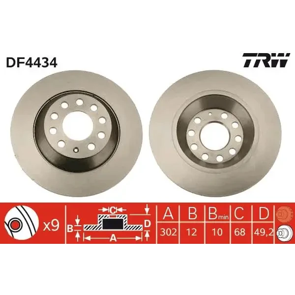 TRW Arka Fren Diski – DF4434 / OEM 4F0615601E