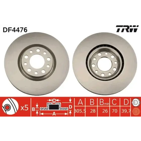 TRW Ön Fren Diski – DF4476 / OEM 51937304 ürün görseli