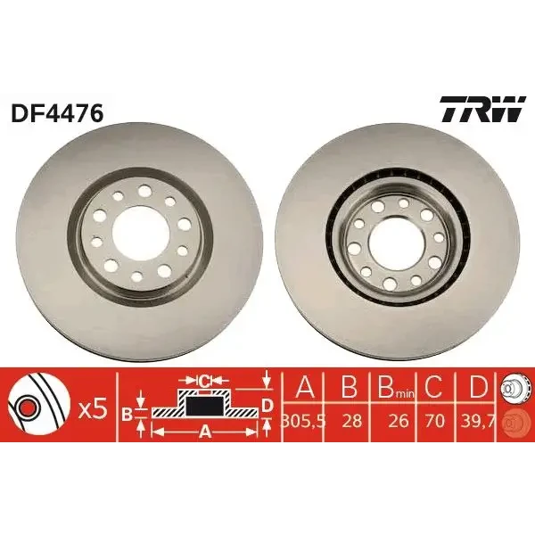 TRW Ön Fren Diski – DF4476 / OEM 51937304