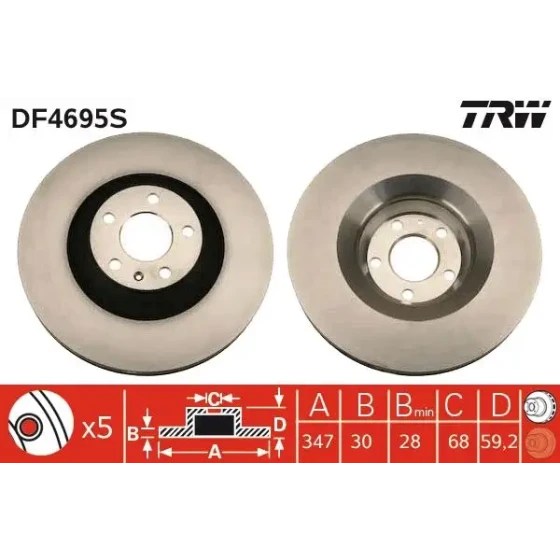 TRW Ön Fren Diski – DF4695S / OEM 4F0615301G ürün görseli