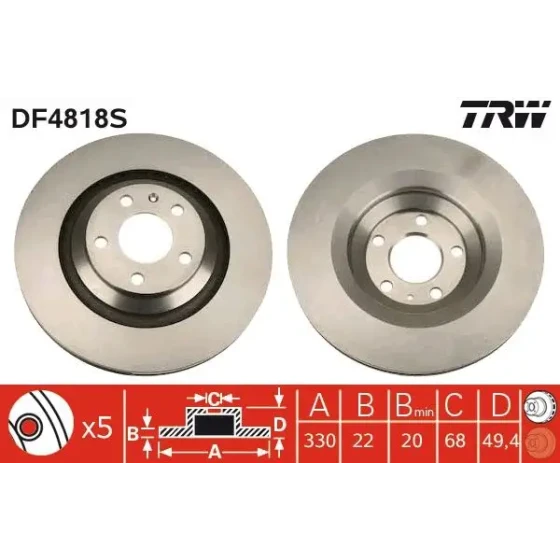 TRW Arka Fren Diski – DF4818S / OEM 4F0615601F ürün görseli