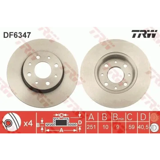 TRW Arka Fren Diski – DF6347 / OEM 51865104 ürün görseli