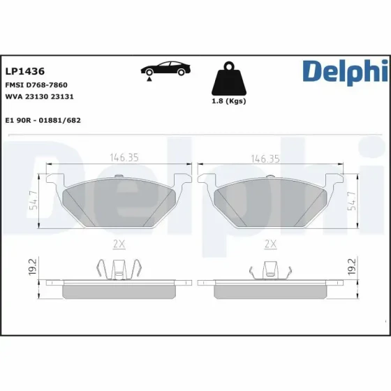 Delphi Ön Fren Balatası – LP1436 / OEM 1J0698151 ürün görseli