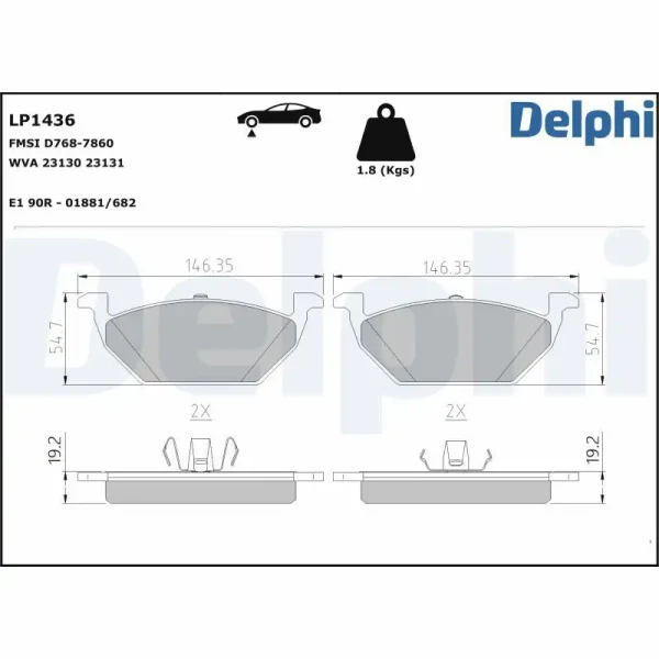 Delphi Ön Fren Balatası – LP1436 / OEM 1J0698151