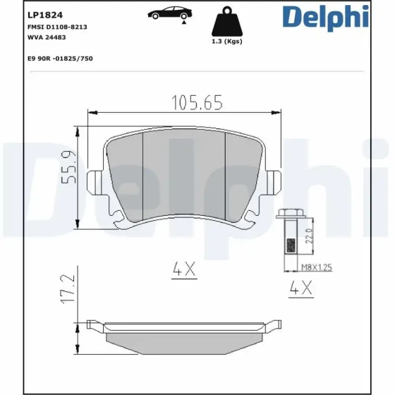 Delphi Arka Fren Balatası – LP1824 / OEM 1K0698451 ürün görseli