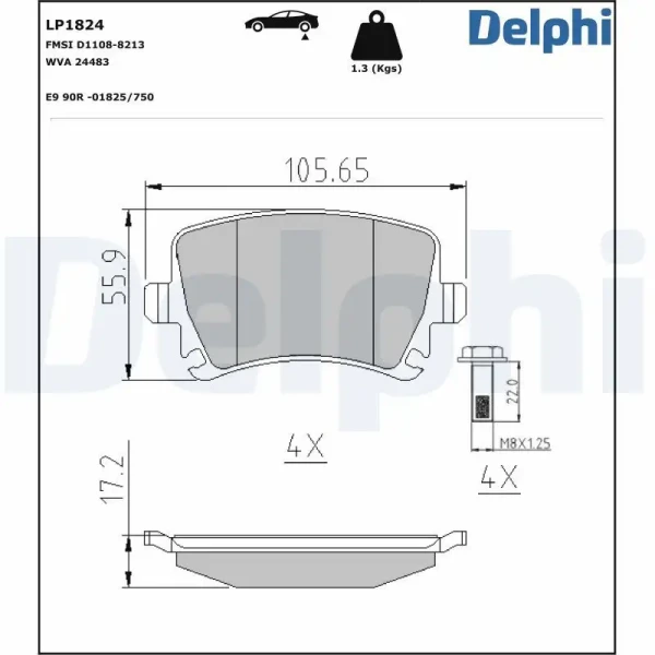 Delphi Arka Fren Balatası – LP1824 / OEM 1K0698451