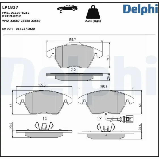 Delphi Ön Fren Balatası – LP1837 / OEM 1K0698151 ürün görseli