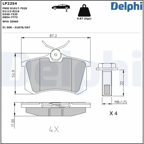 Delphi Arka Fren Balatası – LP2254 / OEM 2Q0698451 ürün görseli