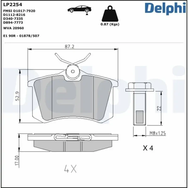Delphi Arka Fren Balatası – LP2254 / OEM 2Q0698451