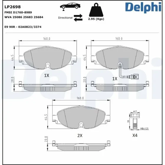 Delphi Ön Fren Balatası – LP2698 / OEM 5Q0698151B ürün görseli