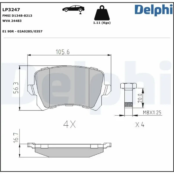 Delphi Arka Fren Balatası – LP3247 / OEM 3AA698451