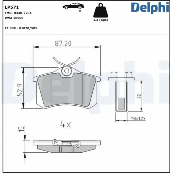 Delphi Arka Fren Balatası – LP571 / OEM 191698451 ürün görseli