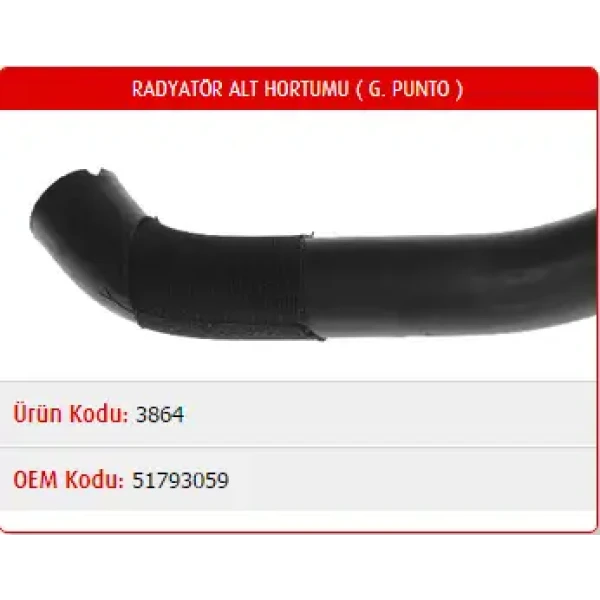Master Radyatör Alt Hortumu – M3864 / OEM 51793059