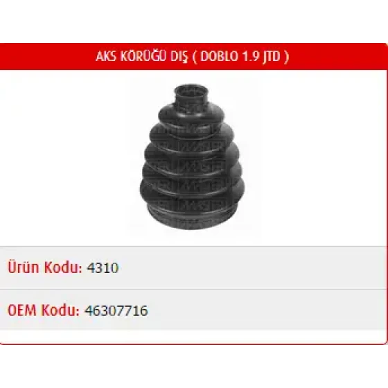 Master Dış Aks Körüğü – M4310 / OEM 46307716 ürün görseli