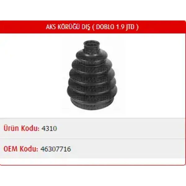Master Dış Aks Körüğü – M4310 / OEM 46307716