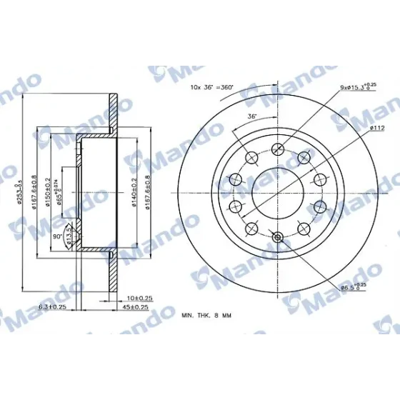 Mando Arka Fren Diski – MBC035336 / OEM 1K0615601AB ürün görseli