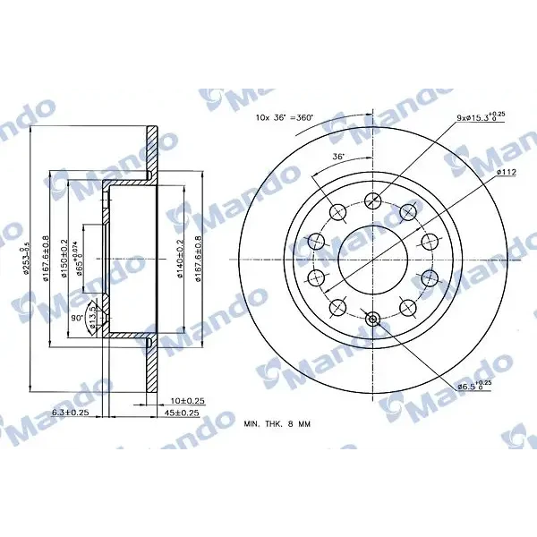 Mando Arka Fren Diski – MBC035336 / OEM 1K0615601AB