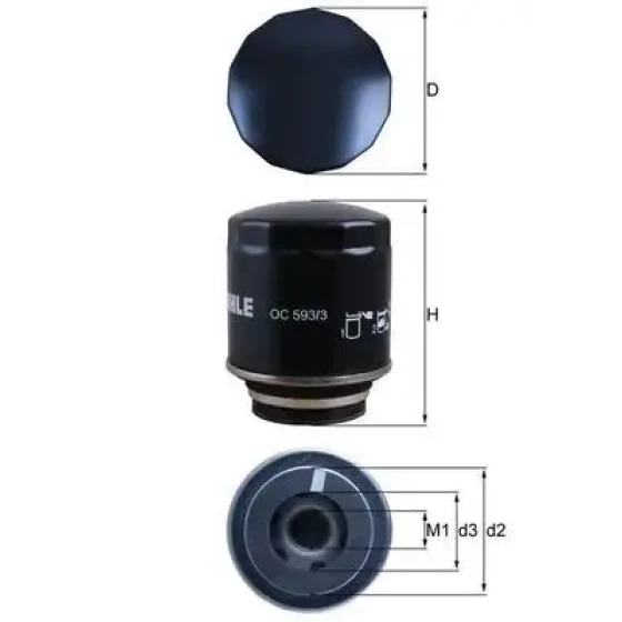 Mahle Yağ Filtresi – OC593/3 / OEM 03C115561E ürün görseli