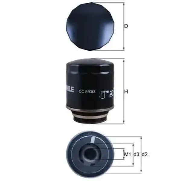 Mahle Yağ Filtresi – OC593/3 / OEM 03C115561E