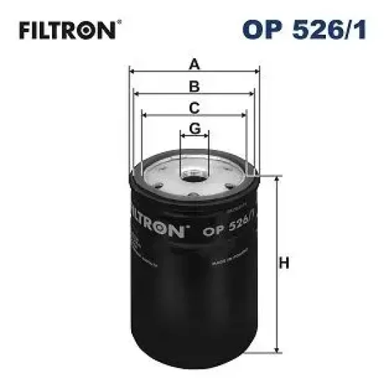Filtron Yağ Filtresi – OP526/1 / OEM 034115561A ürün görseli