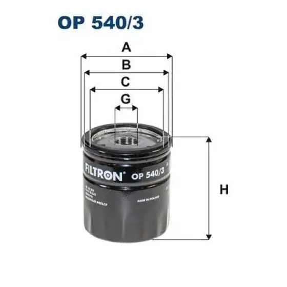 Filtron Yağ Filtresi – OP540/3 / OEM SU001A4322 ürün görseli