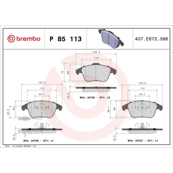 Brembo Ön Fren Balatası – P85113 ürün görseli