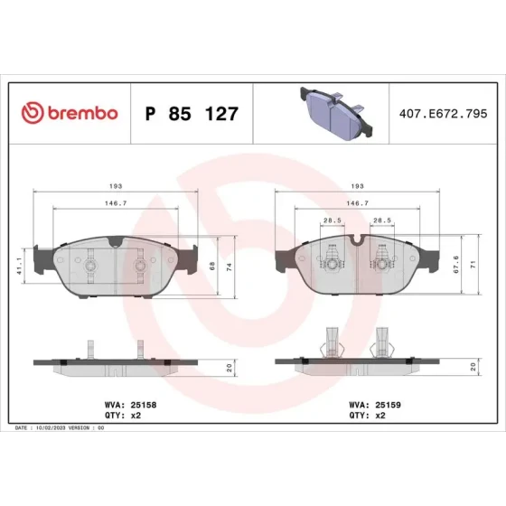 Brembo Ön Fren Balatası – P85127 ürün görseli