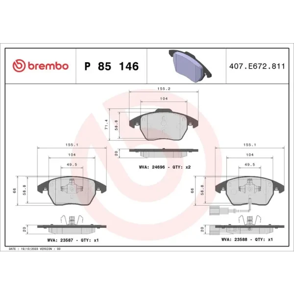 Brembo Ön Fren Balatası – P85146