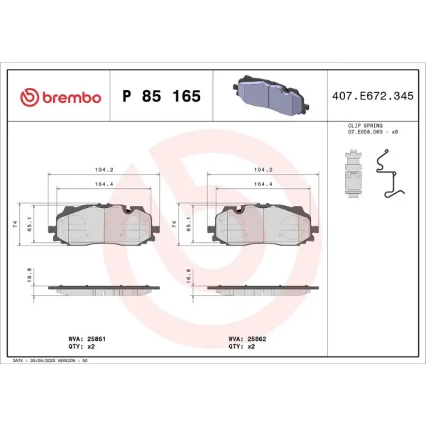 Brembo Ön Fren Balatası – P85165X