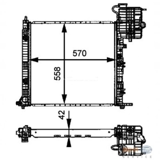BEHR SU Radyatörü Otomatik-klimasiz 638 601 - Kod BHR8MK376721391 - OEM A6385012001 ürün görseli